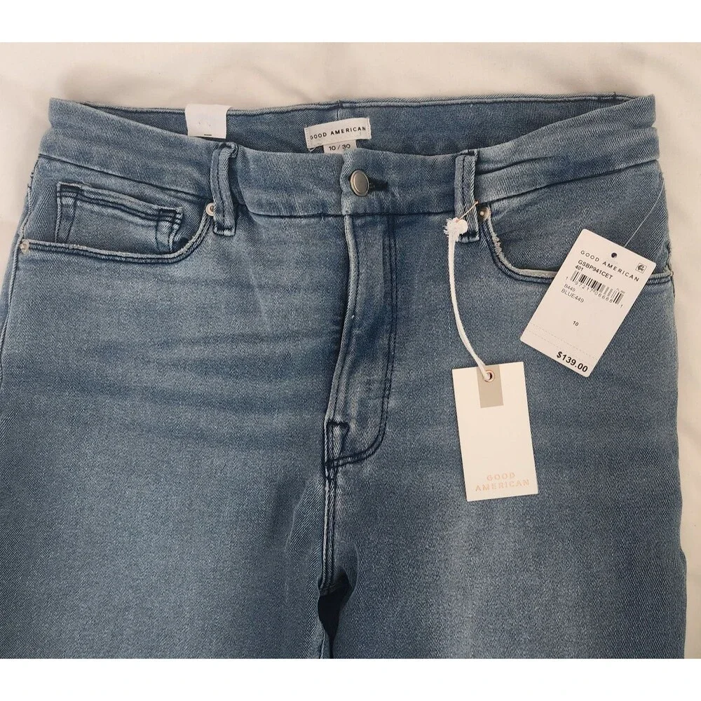 NWT Good American GOOD LEGS STRAIGHT JEANS GSPFH941T Size 10/30 Inseam 27.5" - Picture 12 of 12